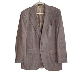 Vintage 100% Silk Tweed Blazer Mens Sz 52L Single Breasted 2 Button Old Money